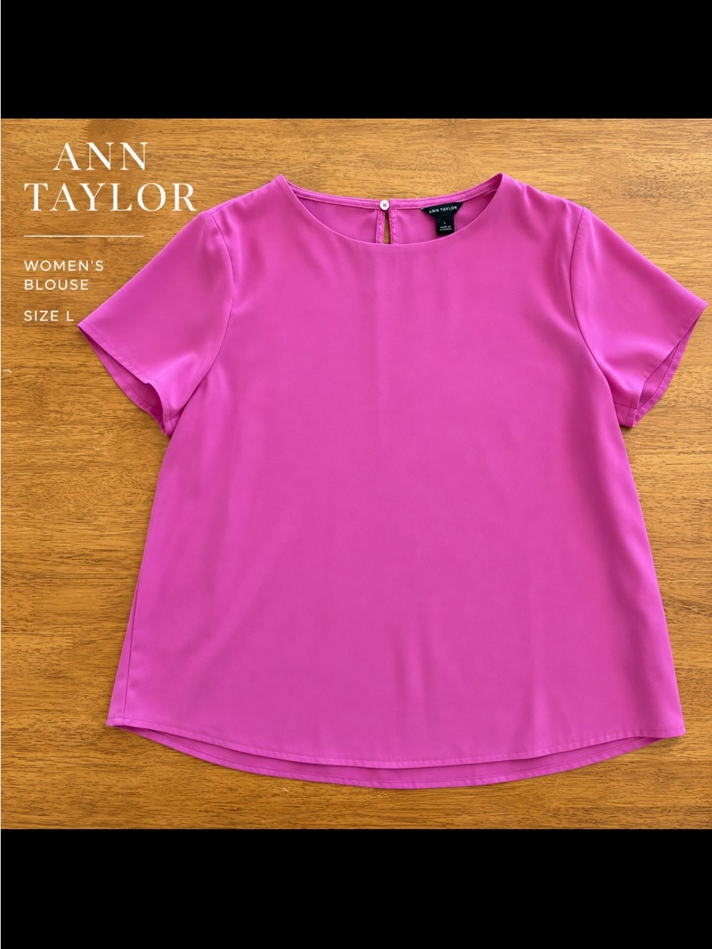 Ann Taylor Hot Pink Short Sleeve Round Neck Blouse